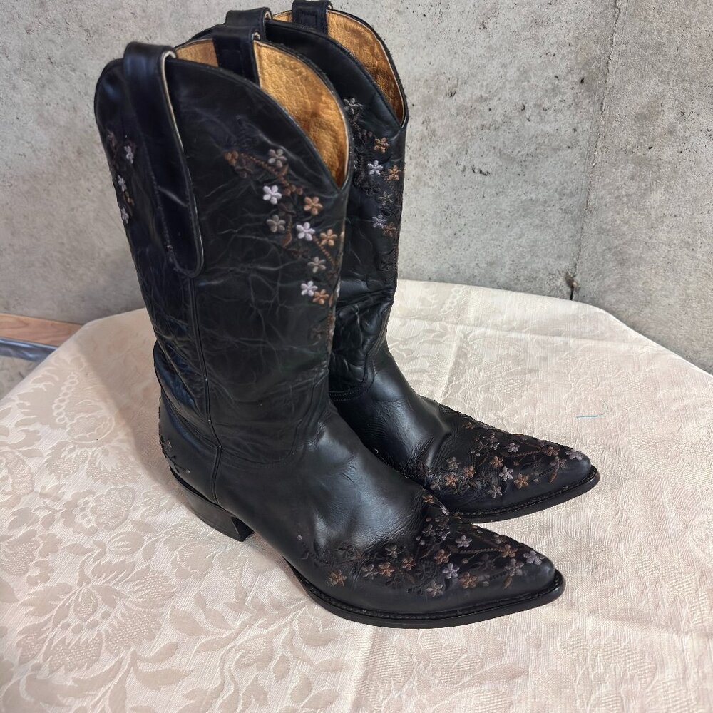 Yippee Ki Yay by Old Gringo Women’s Cowboy Black Boots, Embroidered – Size 10